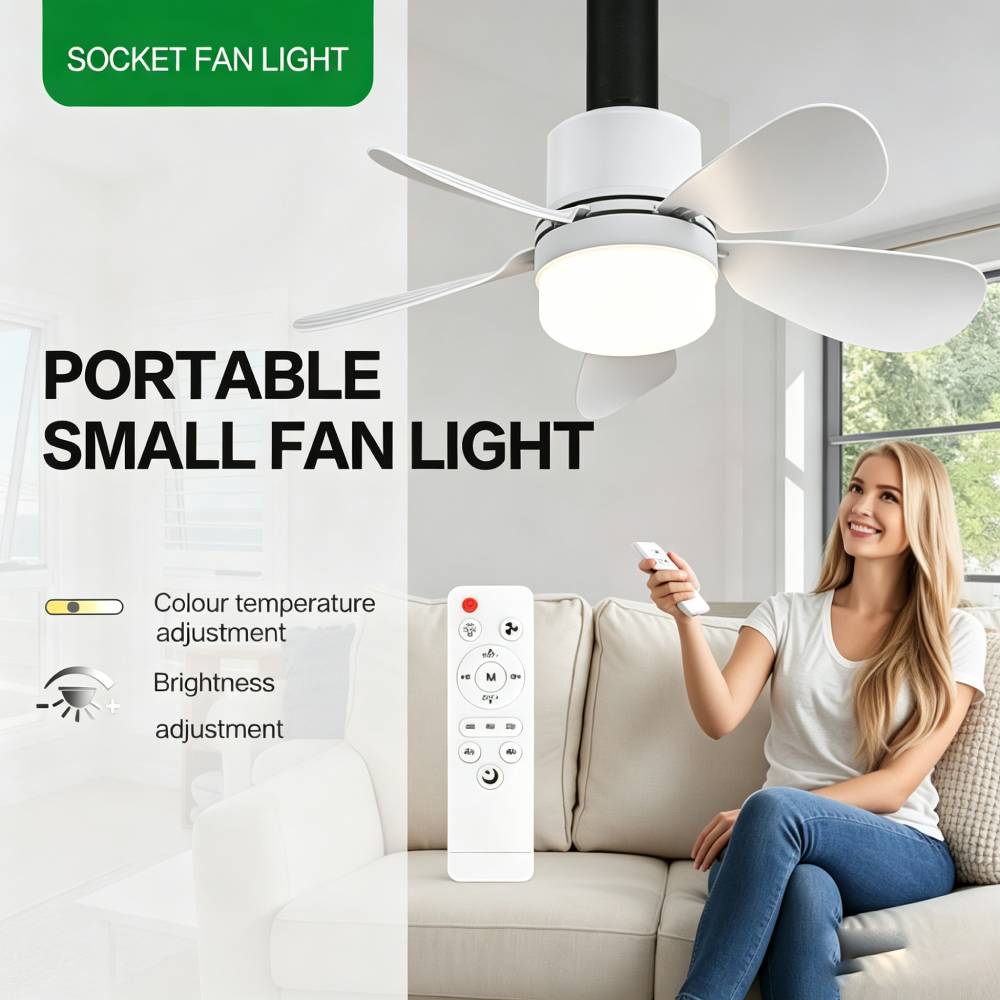 Home Decor Light - Lampu Kipas Soket dengan Remote, Kipas