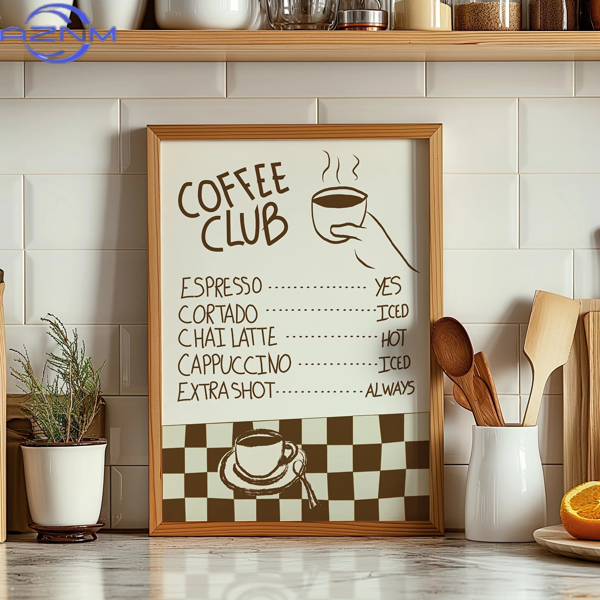 Home Decor Minimal - Lukisan Cetak Kopi Seni Teks Hewan
