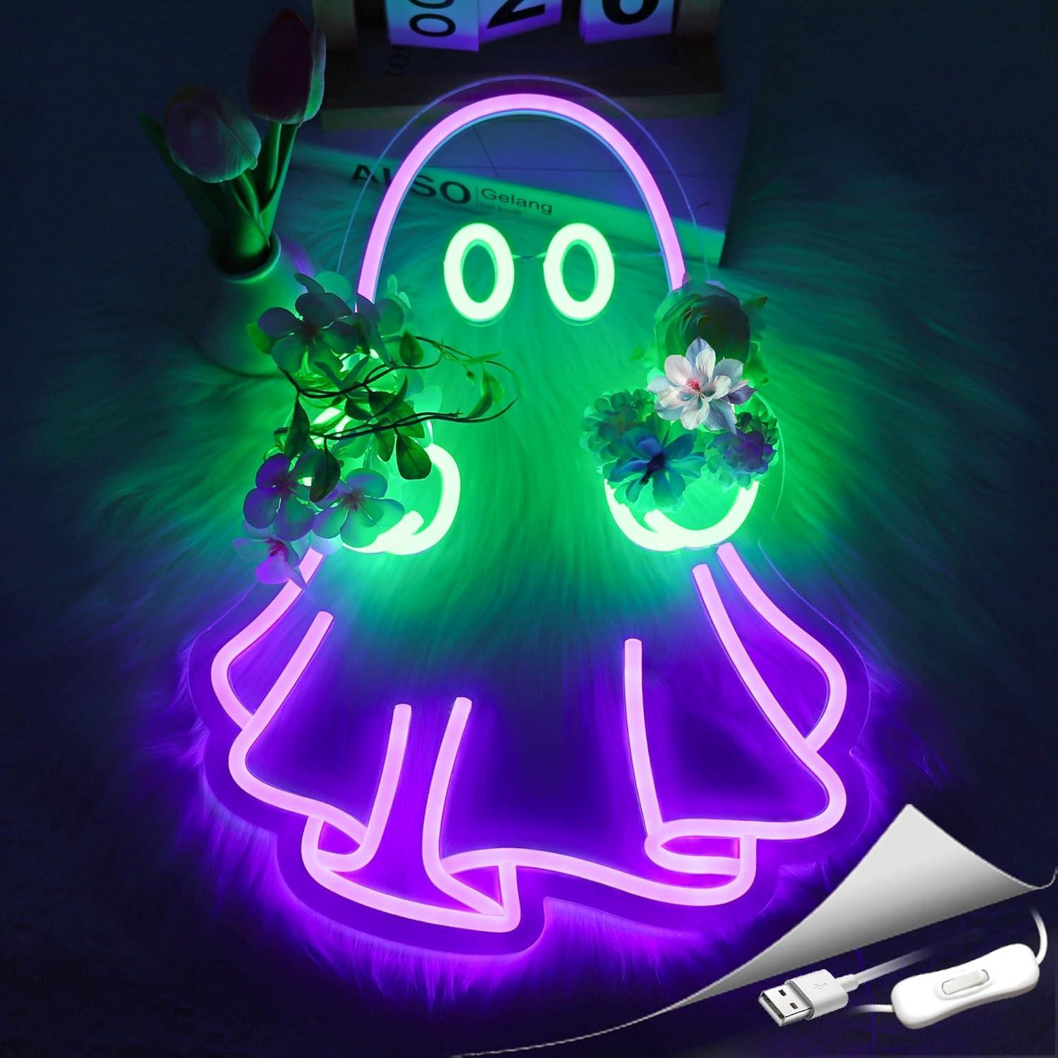 Lampu Neon LED USB Ghost Sign, - Home Decor Light ulasan dan harga
