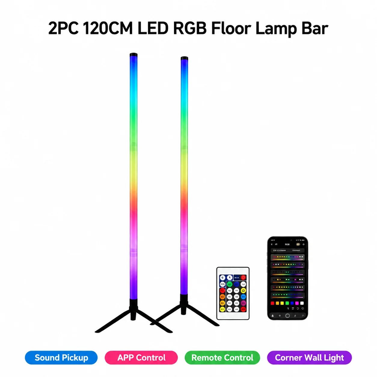 2PCS Lampu Lantai RGB 120CM, L - Home Decor Light ulasan dan harga