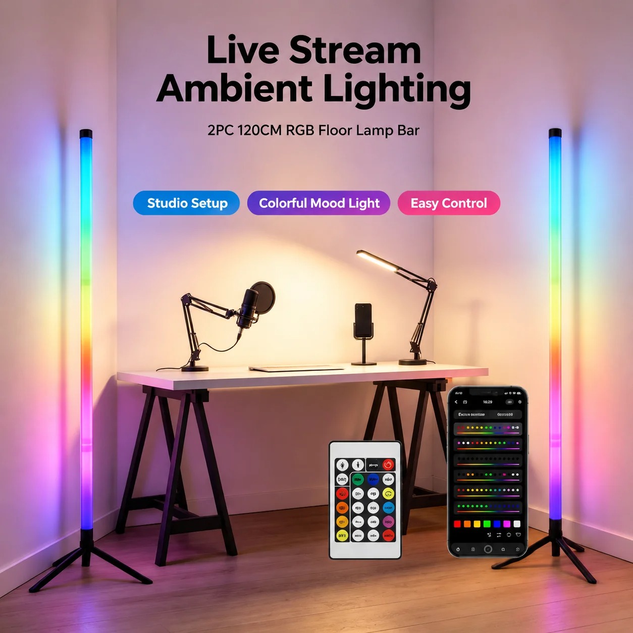 2PCS Lampu Lantai RGB 120CM, L - Home Decor Light ulasan dan harga